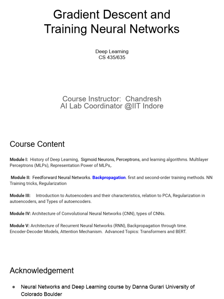 Gradient Descent in Neural Network Training | PDF | Deep Learning ...
