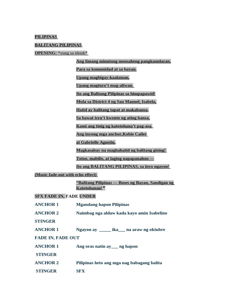 Script Radiobrod Filipino GAB | PDF