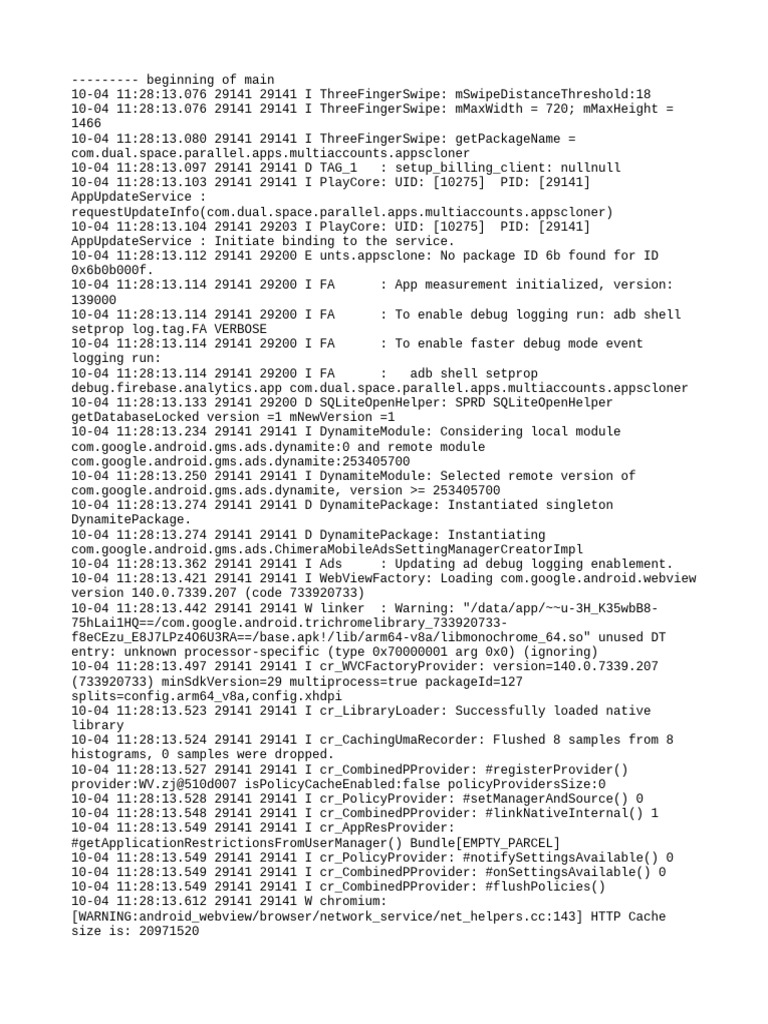 Com - Dual.space - Parallel.apps - Multiaccounts.appscloner Logcat ...