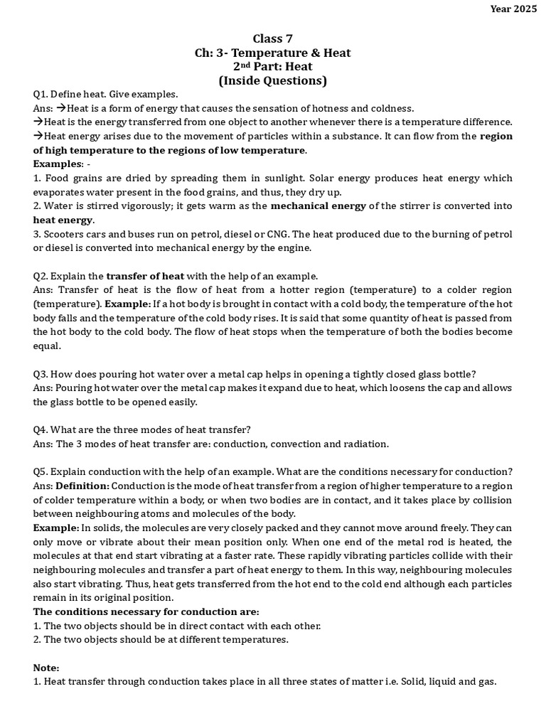Class 7 Heat Transfer Concepts | PDF | Heat Transfer | Convection