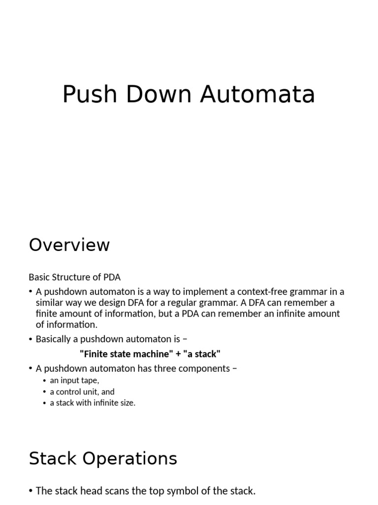 Understanding Pushdown Automata | PDF | Syntax (Logic) | Theory Of ...