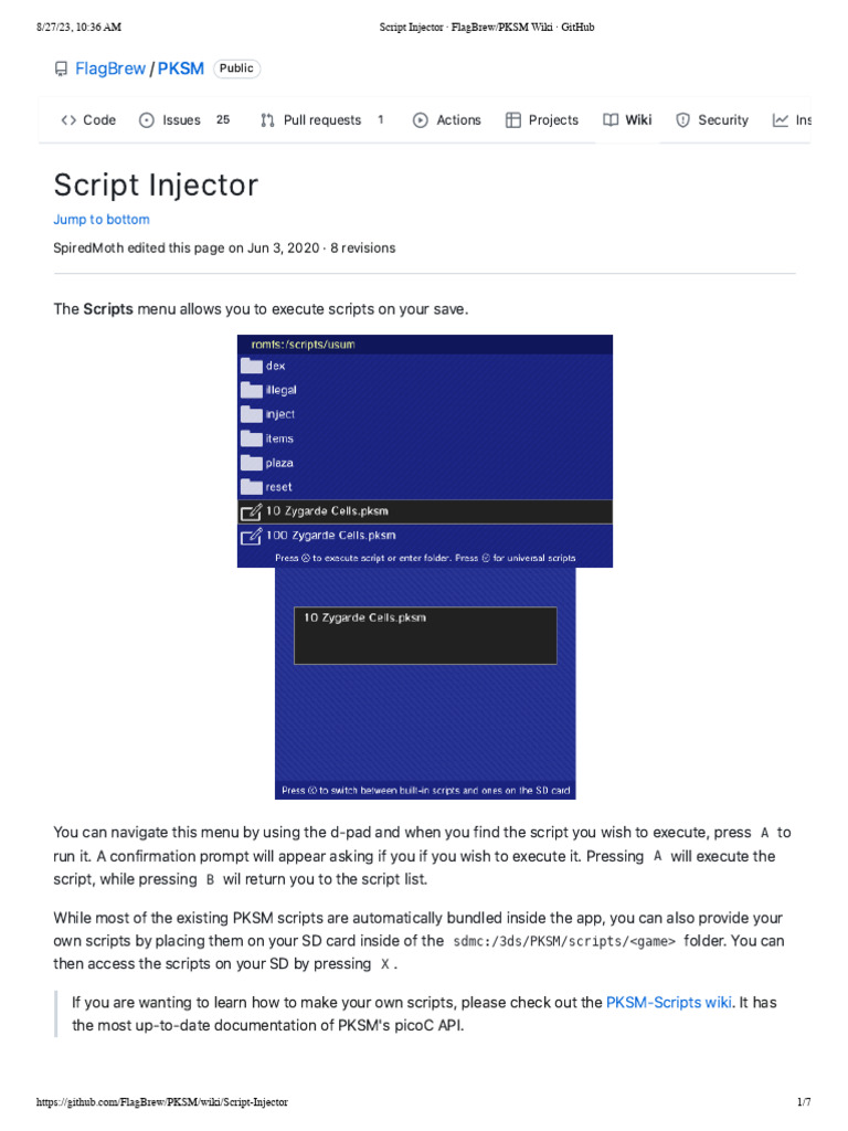 PKSM Script Injector Overview | PDF | Multiplayer Video Games | Pokémon