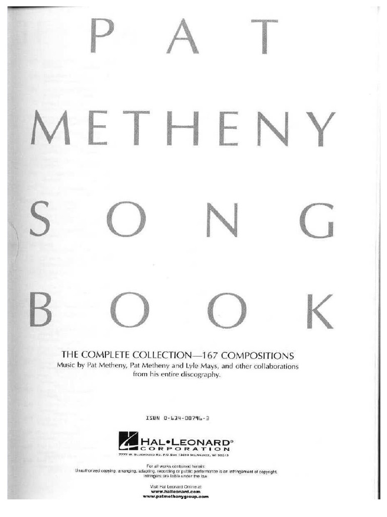 Pat Metheny Songbookpdf | PDF