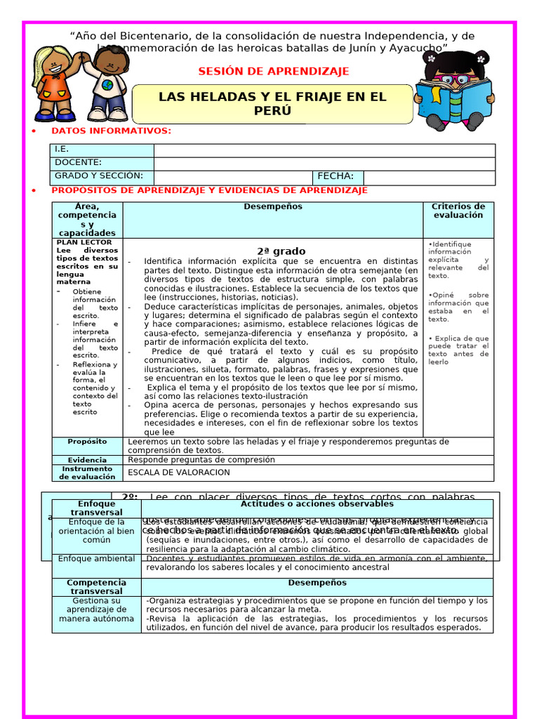 Heladas y friaje en el Perú: Aprendizaje | PDF | Aprendizaje | Información