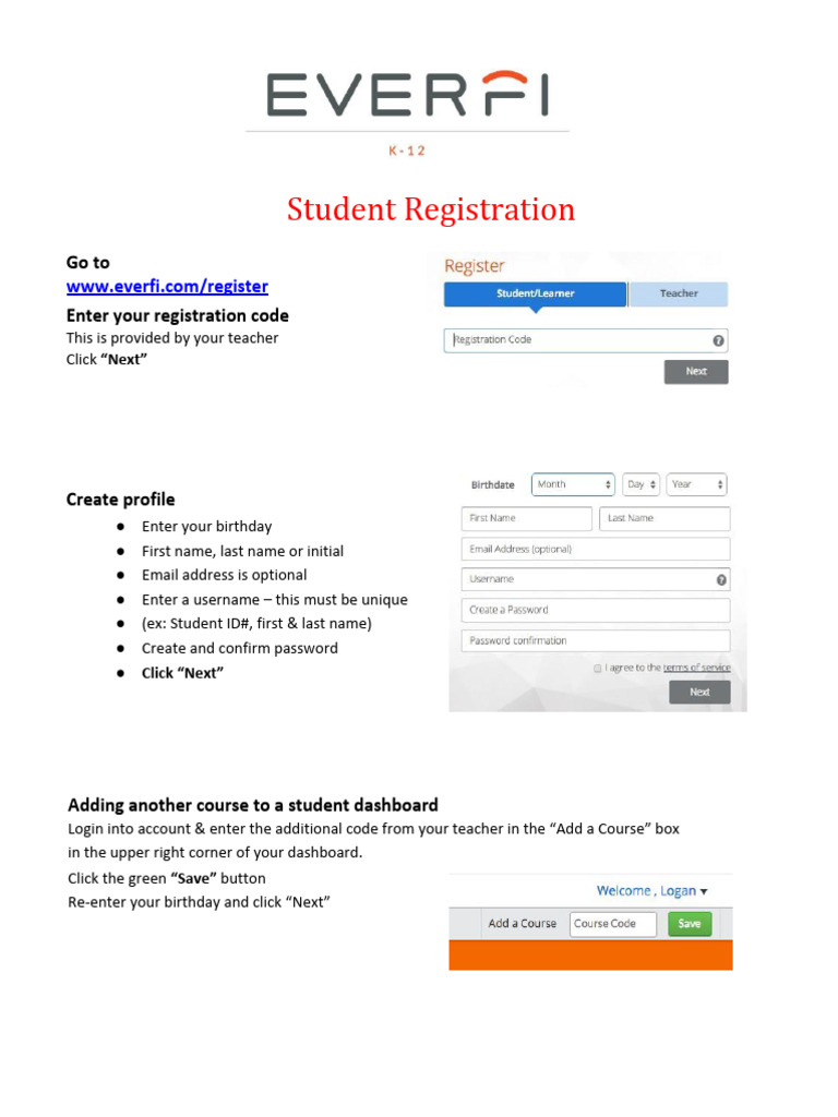 Student Registration Guide for EVERFI | PDF