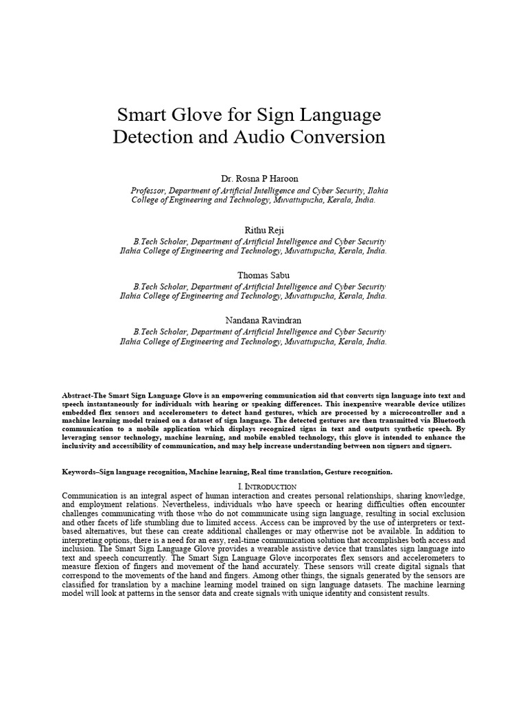 Smart Glove for Sign Language Translation | PDF | Deep Learning ...