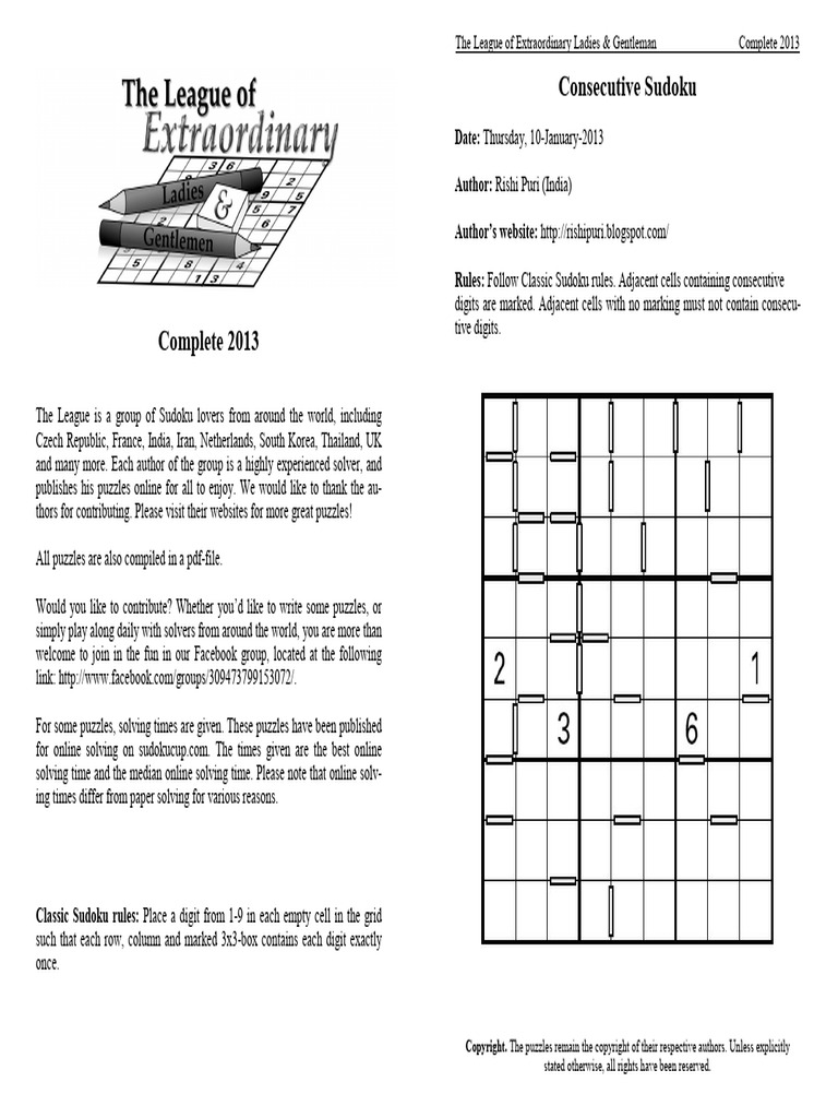 League 2013 | PDF | Logic Puzzles | Recreational Mathematics