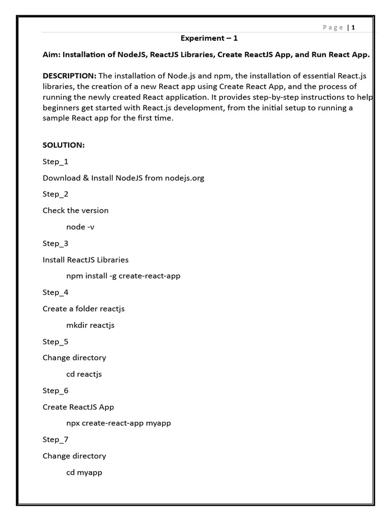 Install NodeJS and Create React App | PDF | Software Engineering ...