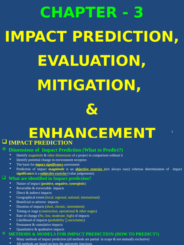 Impact Prediction and Evaluation Methods | PDF | Cost–Benefit Analysis ...