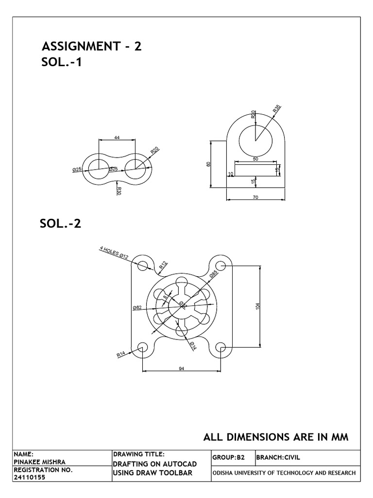 AutoCAD Drafting Assignment Details | PDF