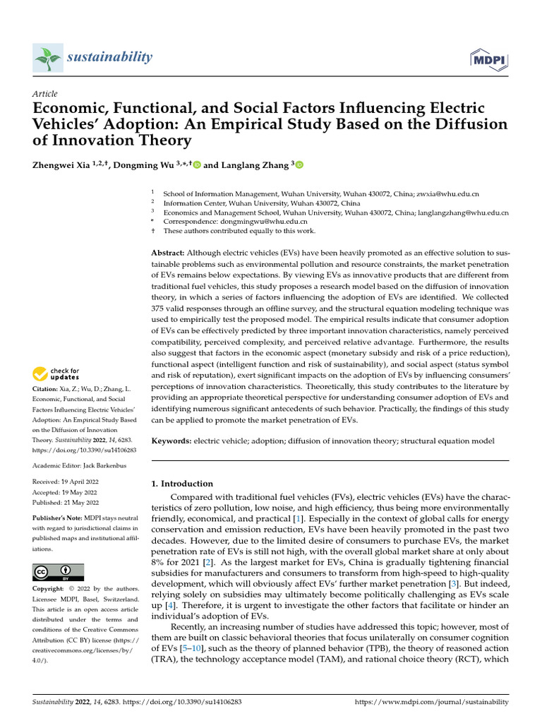 Factors Influencing Electric Vehicle Adoption | PDF | Electric Vehicle ...