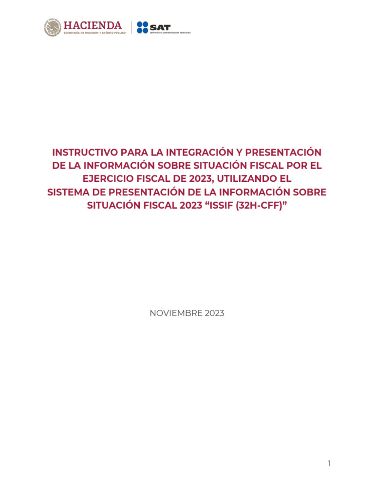 Instructivo ISSIF 2023 para Situación Fiscal | PDF | Estado de ...