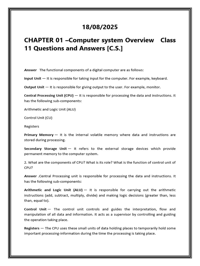 Computer System Components Explained | PDF | Byte | Computer Data Storage