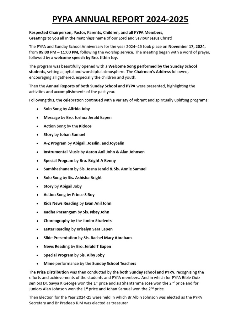 PYPA Annual Report 2024-2025 | PDF