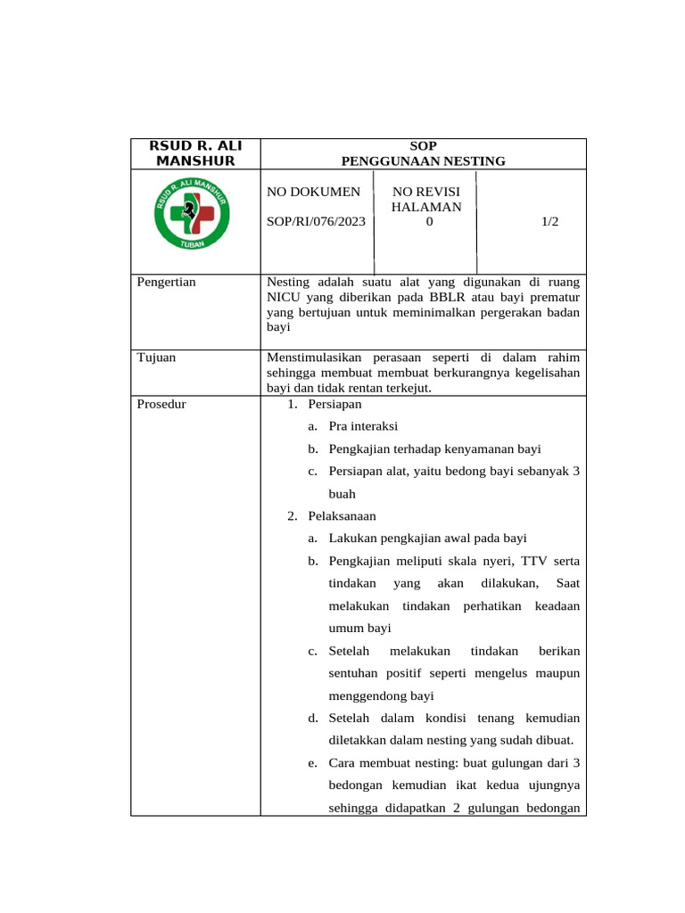 Sop Nesting Rsam | PDF