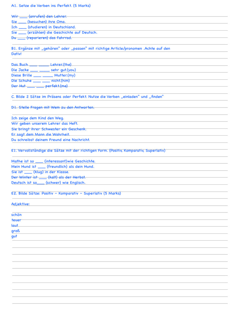 German Exercises DRN | PDF