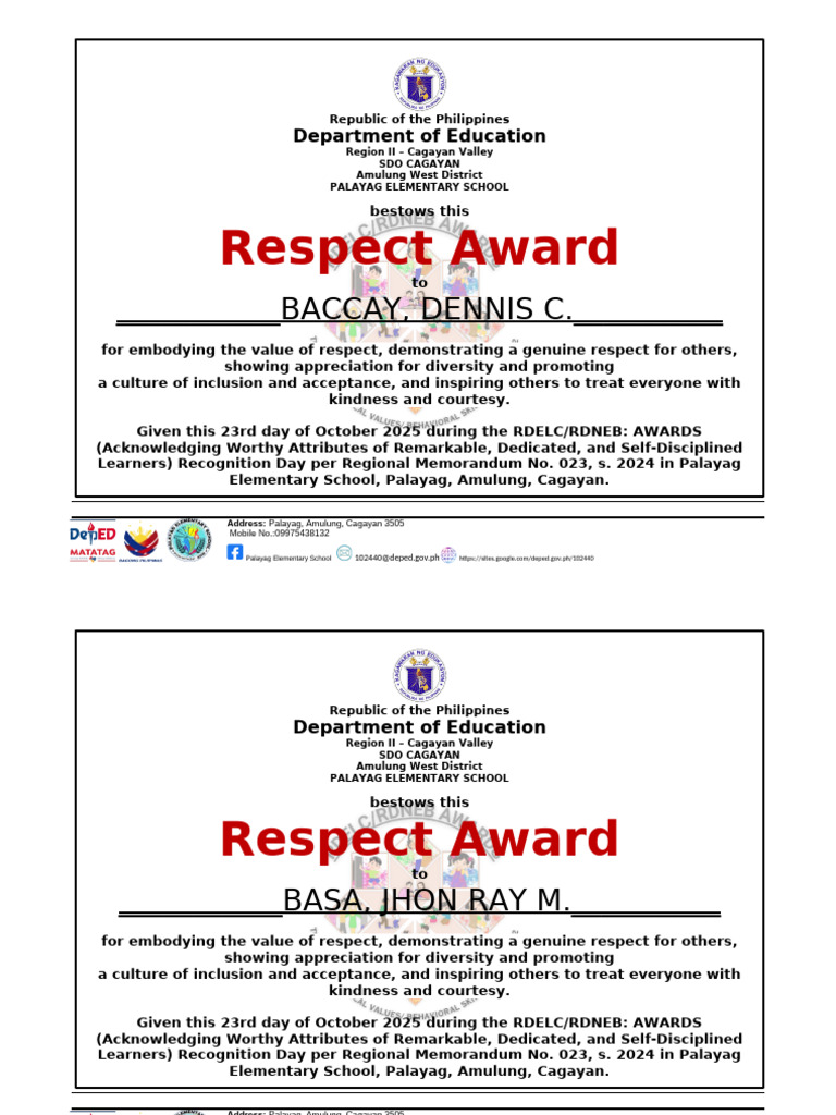 Respect Award Recipients 2025 | PDF | Philippines | Public Administration