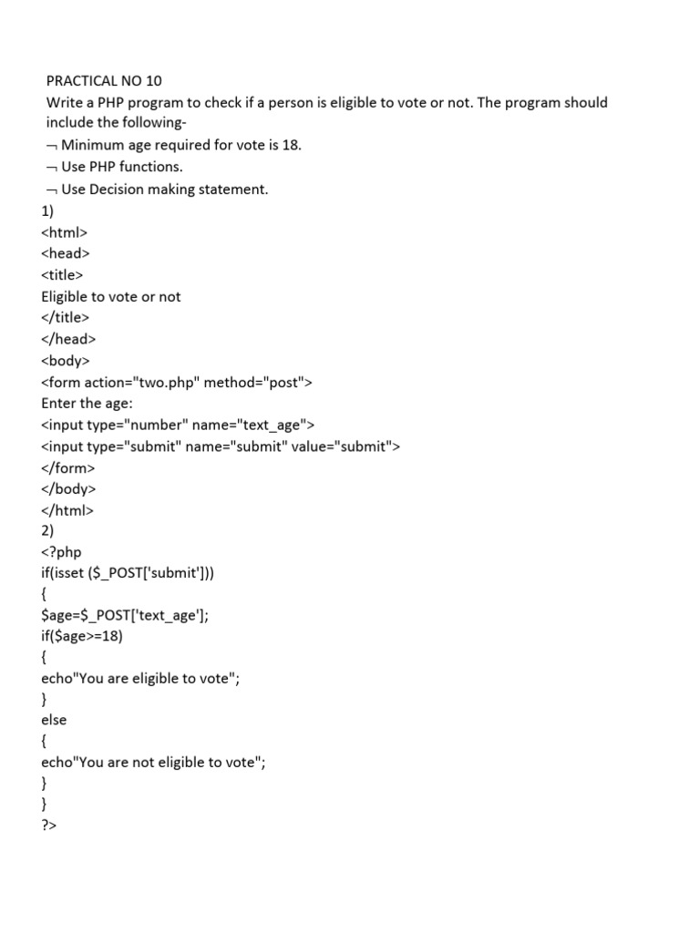 PHP Program Outputs for Voting and Vowels | PDF