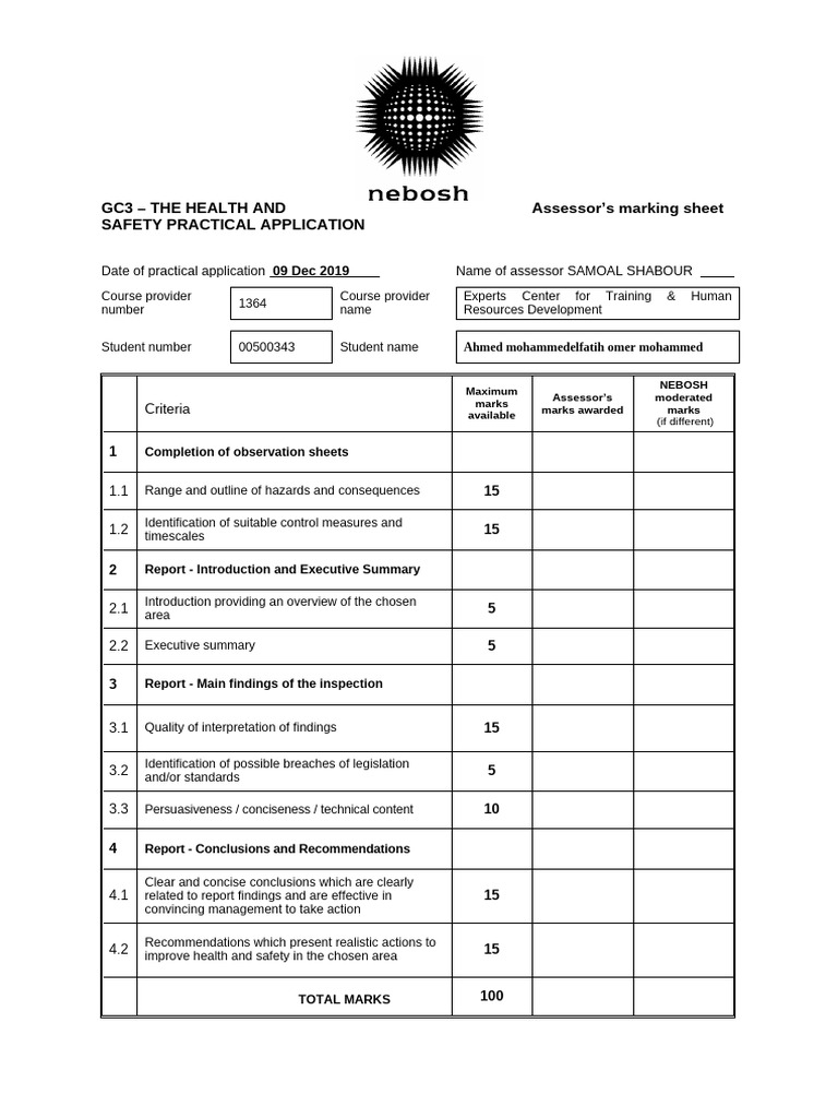 2 - GC3 Assessors Marking Sheet (New 1015 Rew) 1952016311115 | PDF