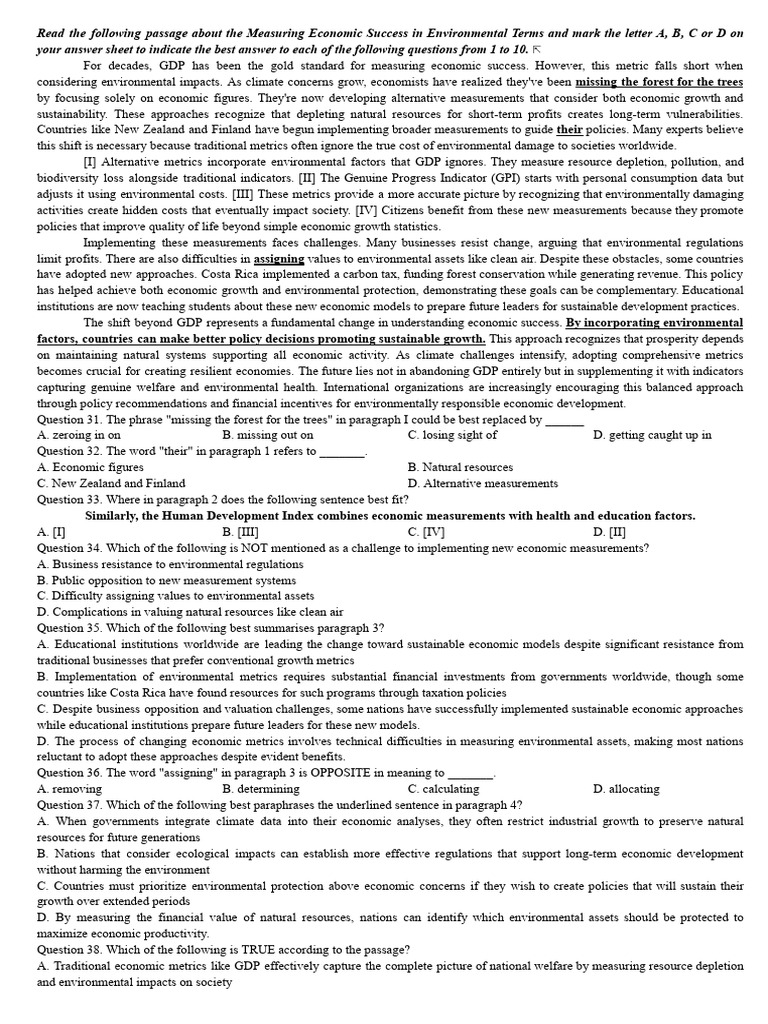Grade 12 - Summer (2025-2026) | PDF | Climate Change | Gross Domestic ...