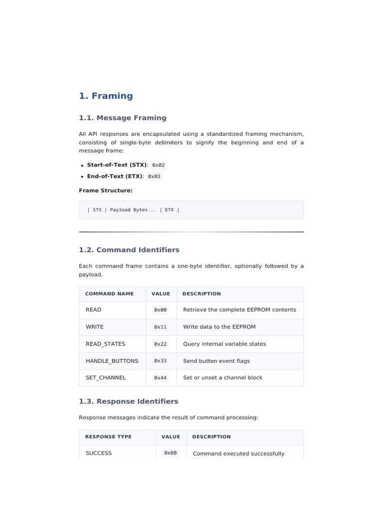 API Command Framing and Responses Guide | PDF | Boolean Data Type ...