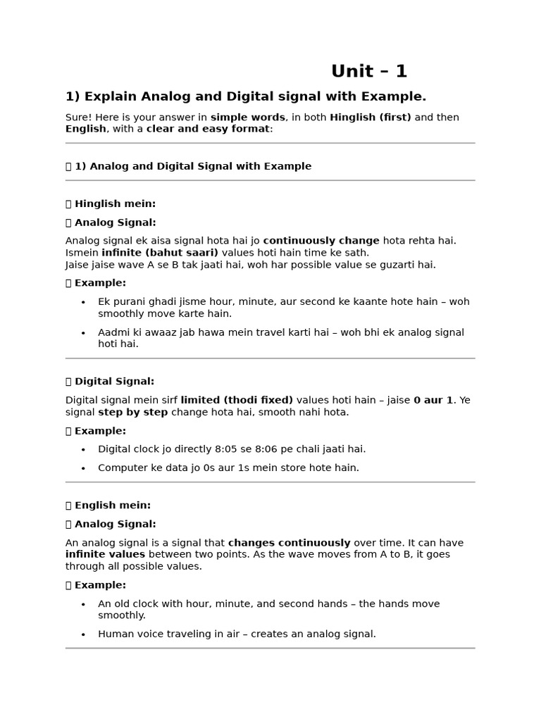 Analog vs Digital Signals Explained | PDF | Computer Network ...