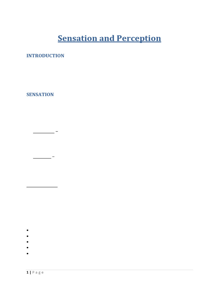 Sensation and Perception Explained | PDF | Senses | Perception