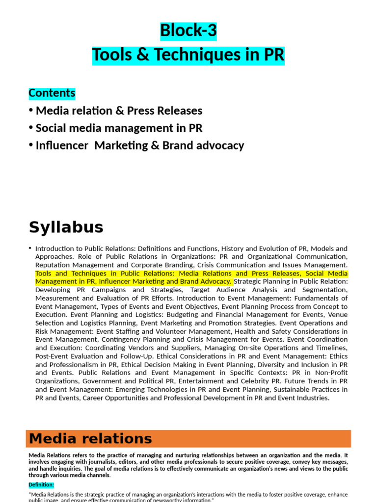PR Tools and Techniques Overview | PDF | Public Relations | Social Media