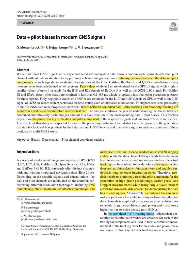 Data + Pilot Biases in Modern GNSS Signals | PDF | Global Positioning ...