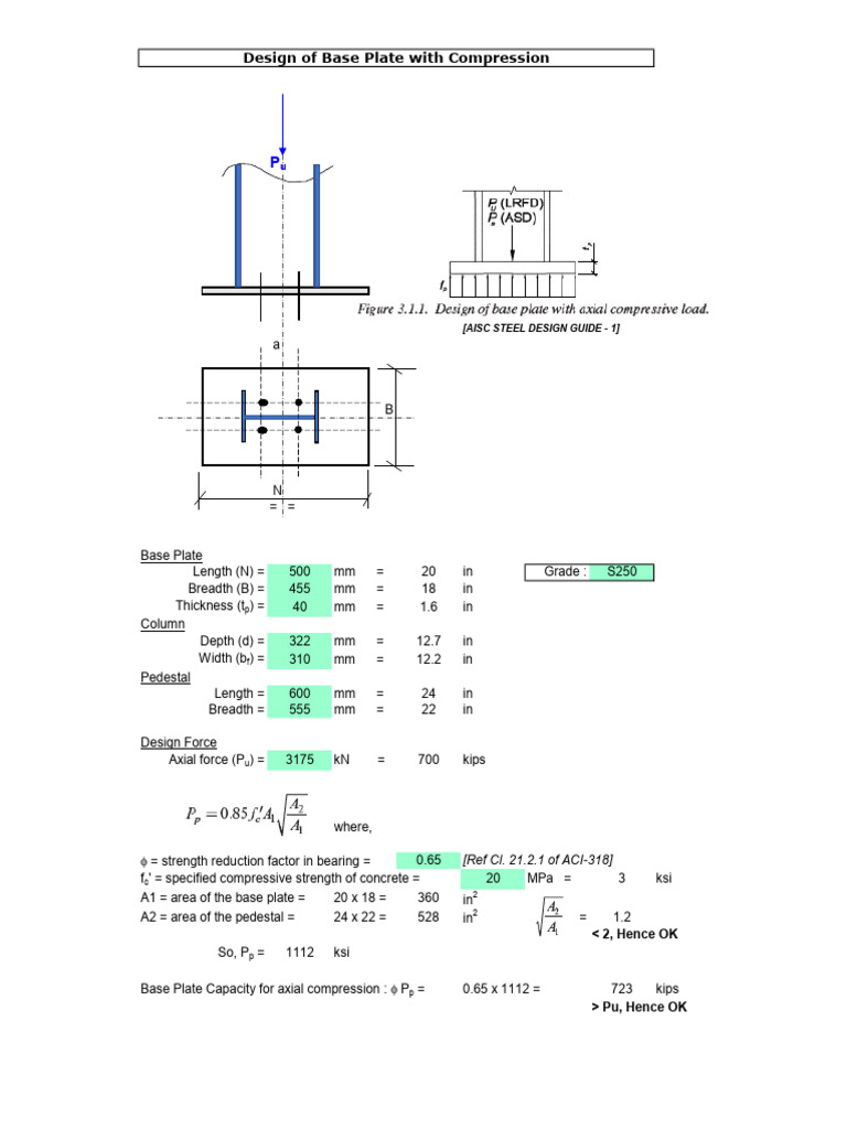 Base Plate Design for Axial Compression | PDF | Structural Engineering ...
