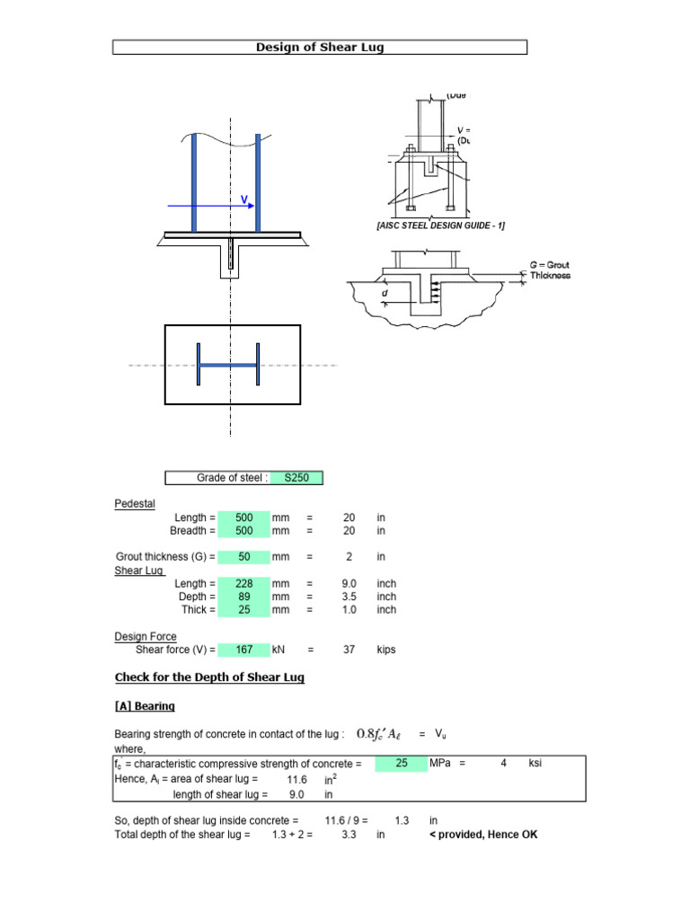 Shear Lug Design for Base Plate | PDF | Physical Sciences | Materials
