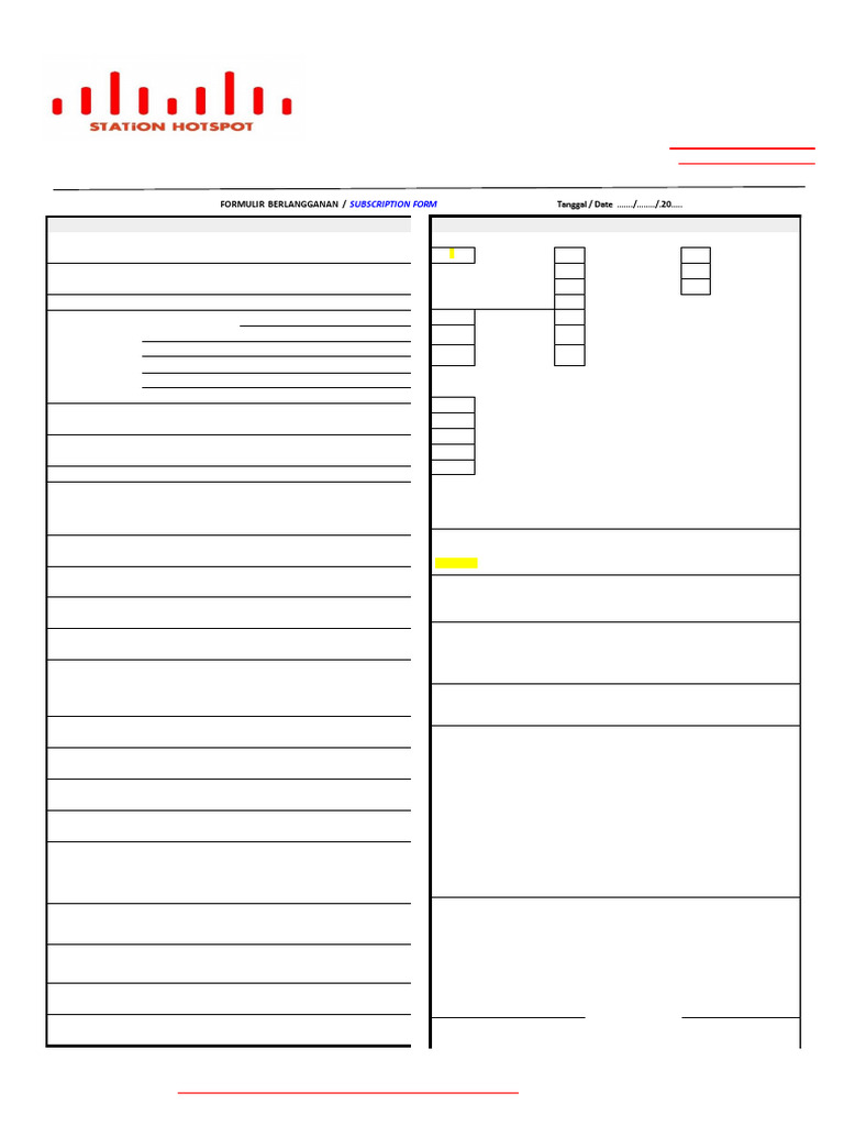 Formulir Berlangganan Layanan Internet | PDF