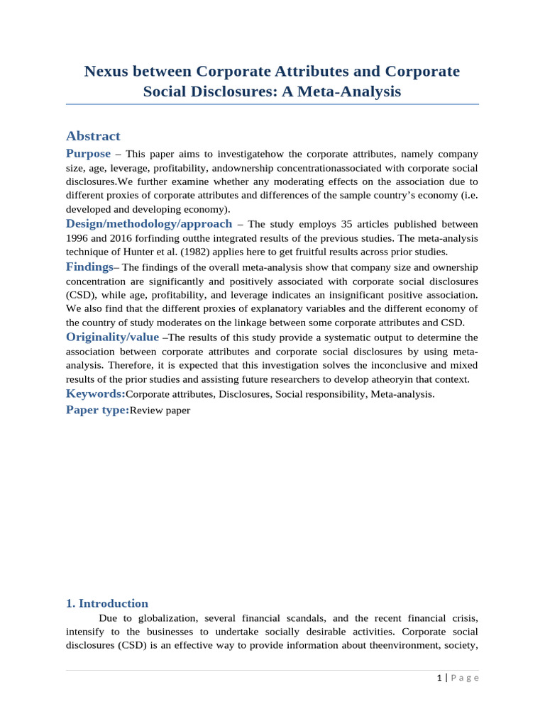 Meta Article Firm &CSR BJM | PDF | Errors And Residuals | Variance