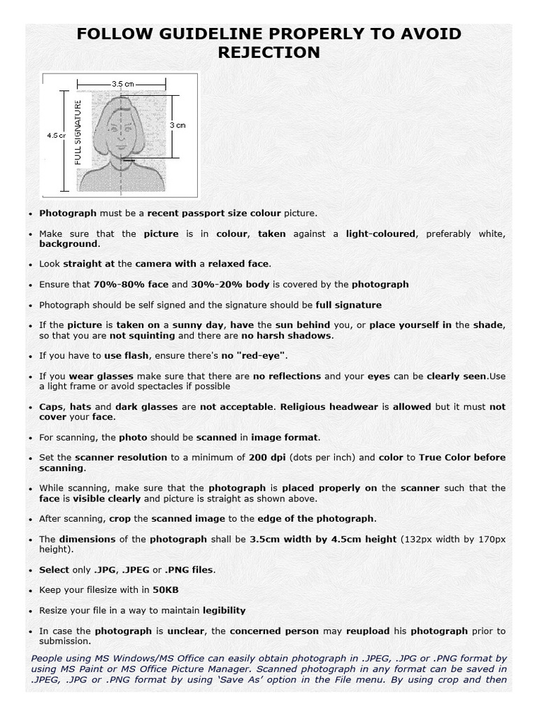 Passport Photo Guidelines for Submission | PDF
