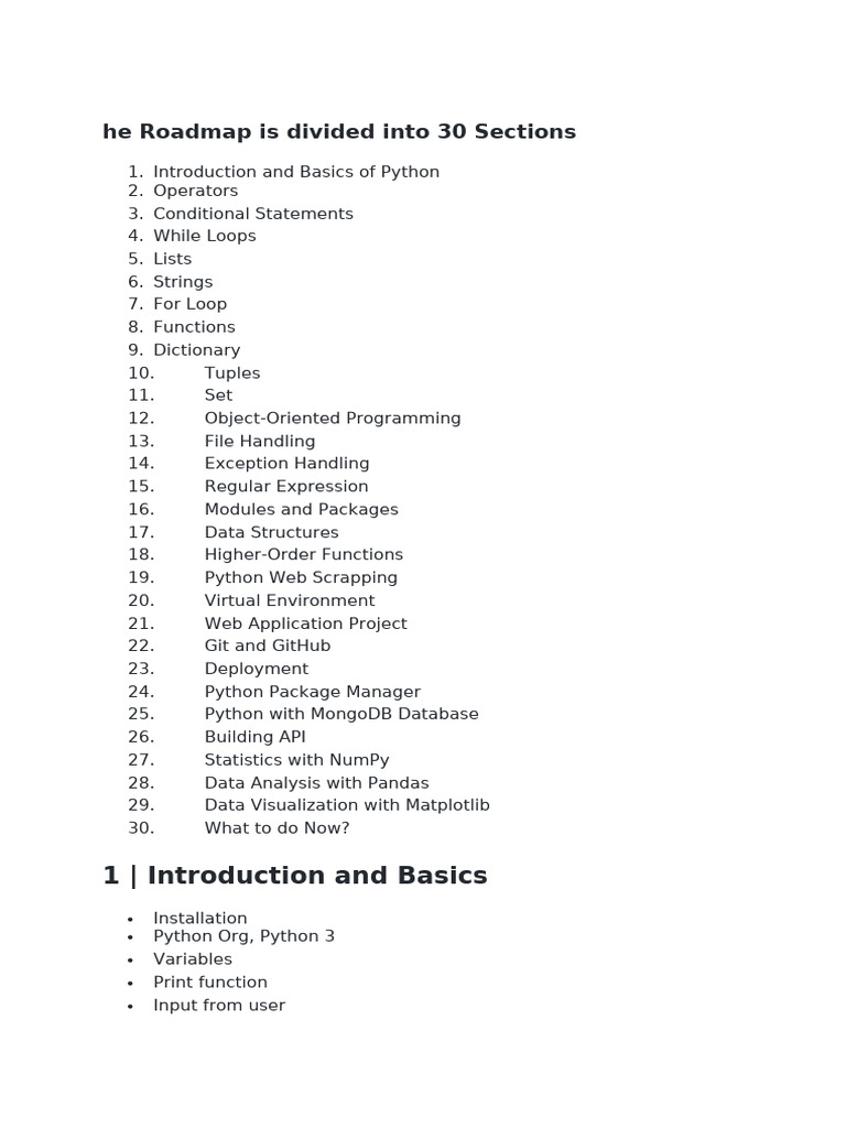 Comprehensive Python Learning Roadmap | PDF | Python (Programming ...