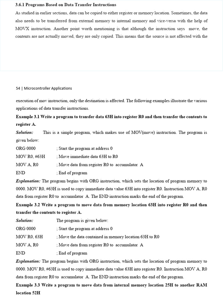 Data Transfer Programs in 8051 Microcontroller | PDF | Digital ...