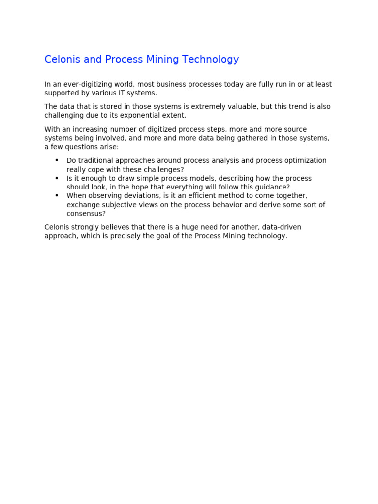 Celonis and Process Mining Technology Transcript | PDF