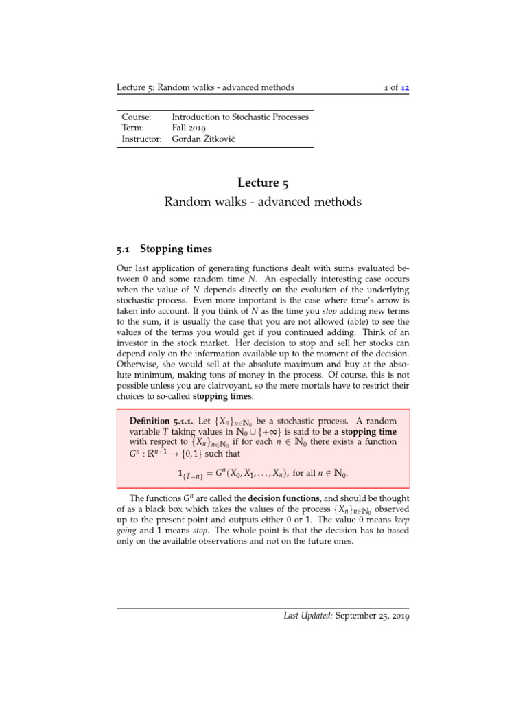 Advanced Random Walks and Stopping Times | PDF | Expected Value ...