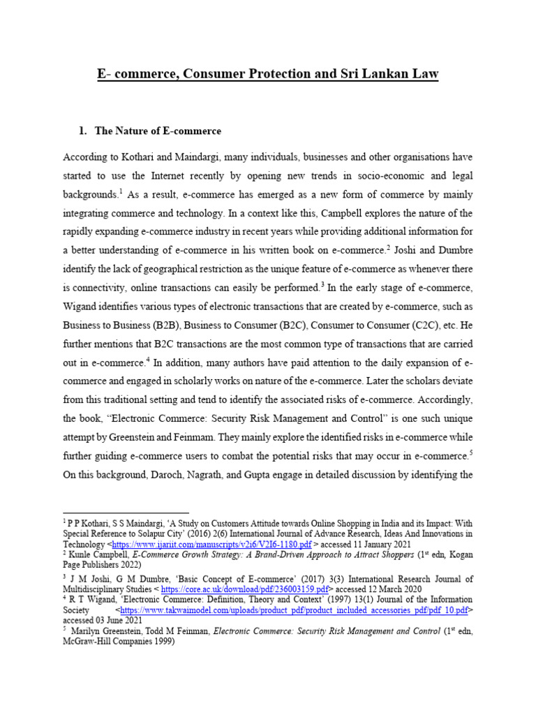 E-Commerce Consumer Protection in Sri Lanka | PDF | E Commerce | Business