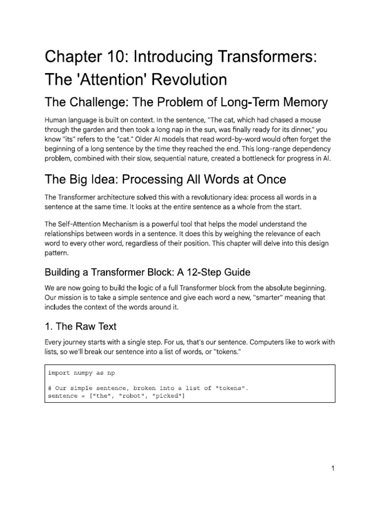 Chapter 10 Introducing Transformers The Attention Revolution | PDF