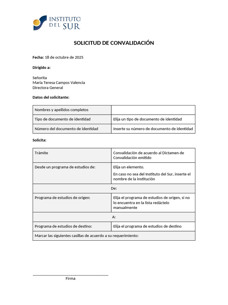 Solicitud de Convalidación de Estudios | PDF