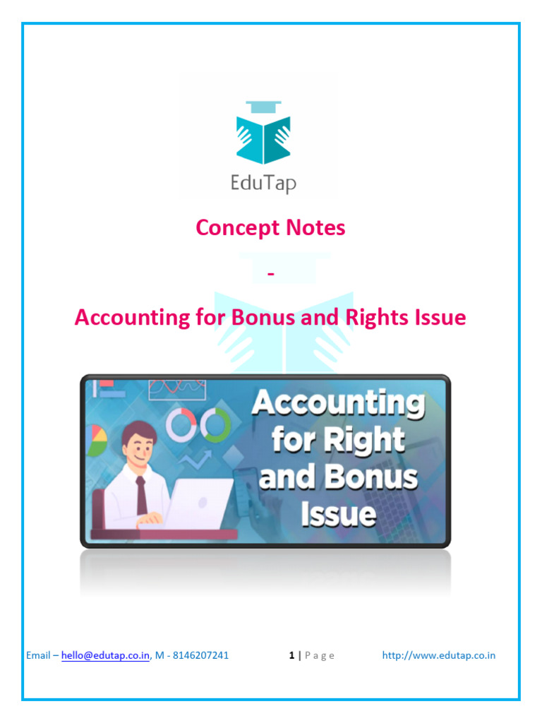 Accounting for Bonus and Rights Issues | PDF | Stocks | Debits And Credits