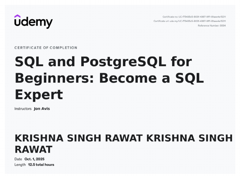 SQL CIA 2 Certificate | PDF