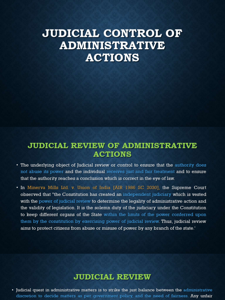 Judicial Control of Administrative Actions | PDF | Judicial Review ...