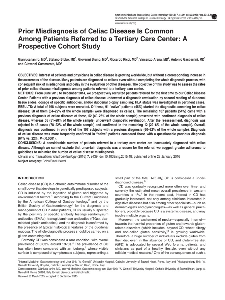 Current Guidelines For The Management of Celiac Disease A Systematic ...