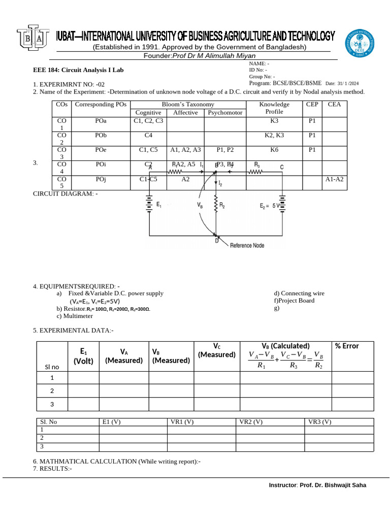 Circuit Analysis Lab: Nodal Voltage Experiment | PDF | Chess Openings ...