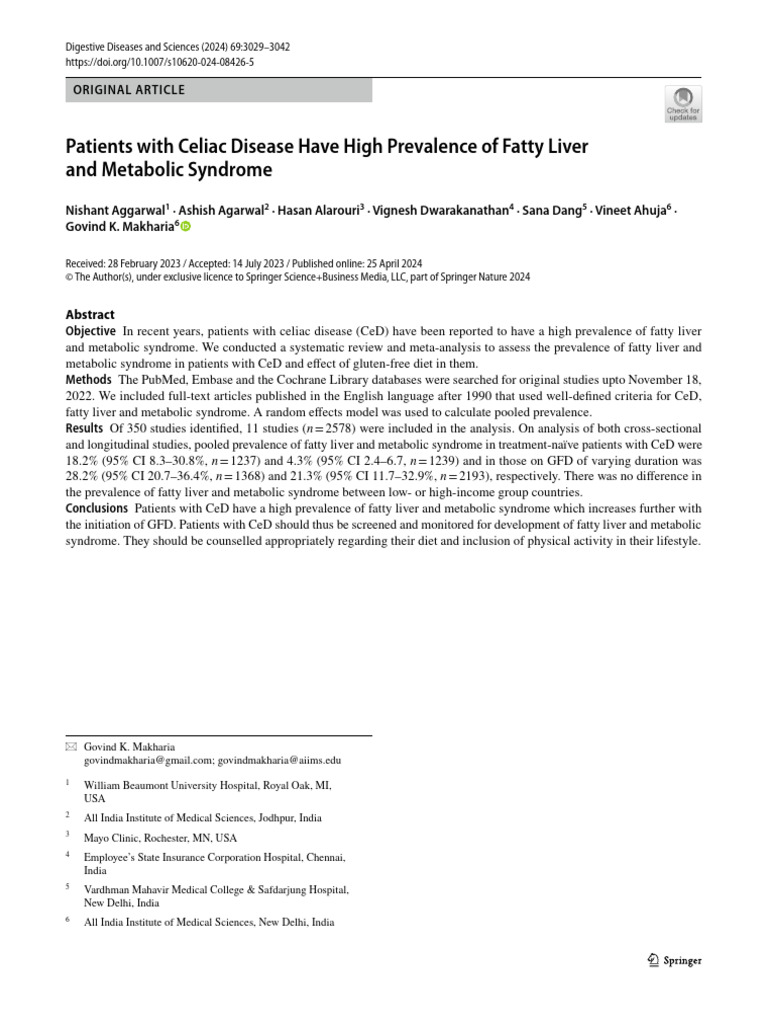 Patients With Celiac Disease Have High Prevalence of Fatty Liver and ...