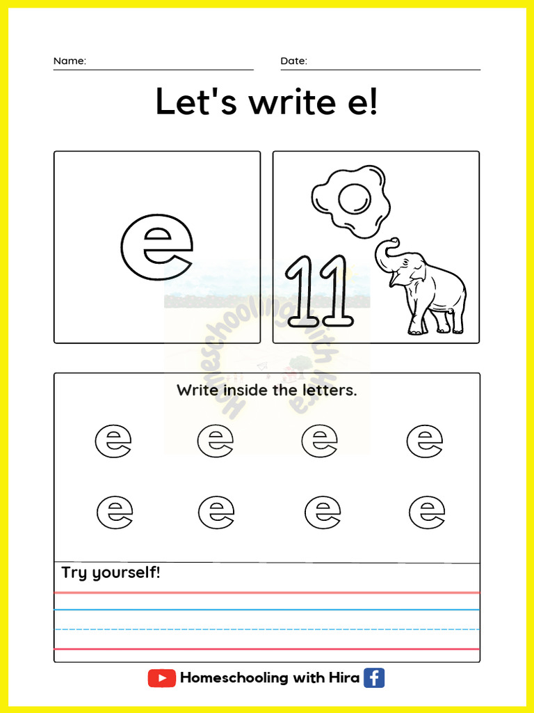 Let's Write E!: Ee e Eeee e | PDF