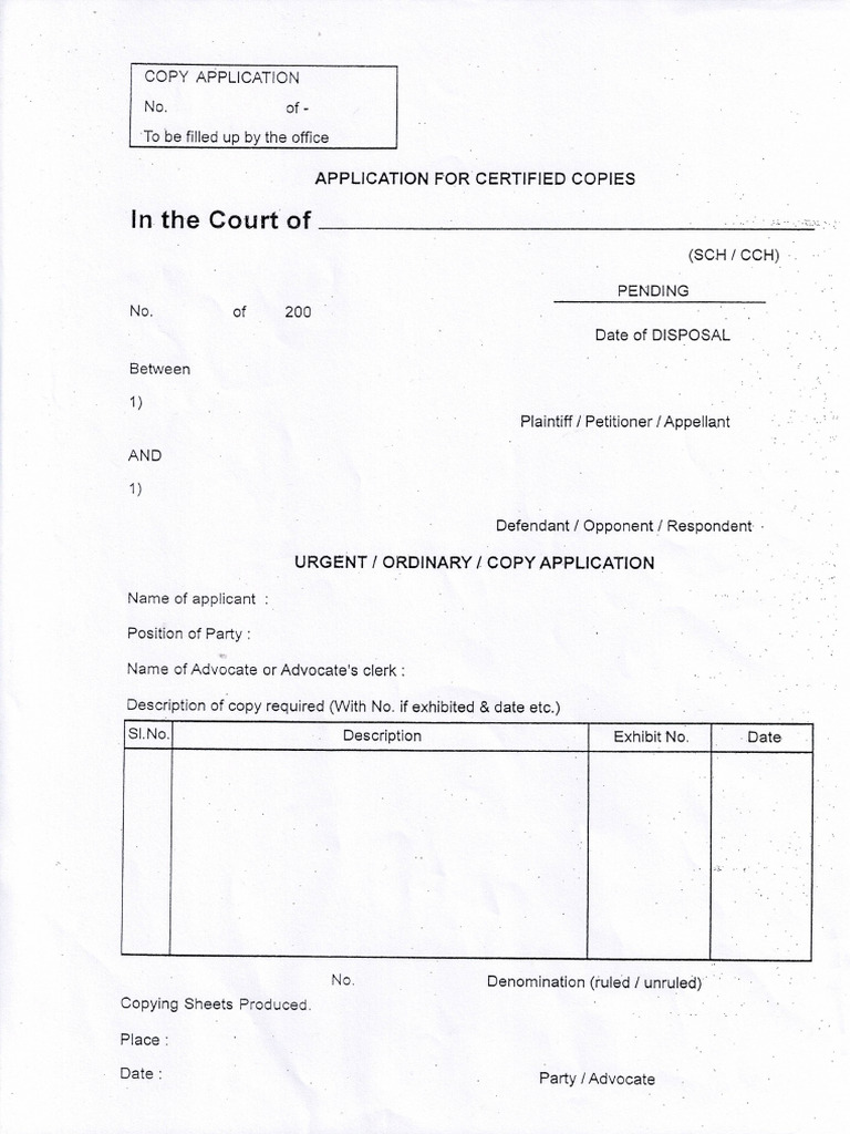 CC Court Application Form | PDF