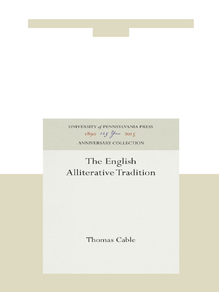 The English Alliterative Tradition Thomas Cable Download Full Chapters ...